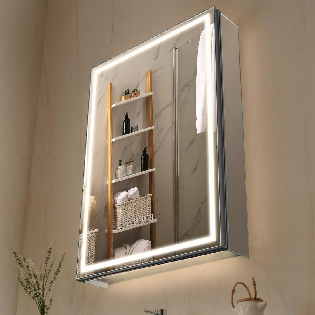 Armadio Armadietto per Medicinali Illuminato con Specchio 50 x 70 cm da Incas