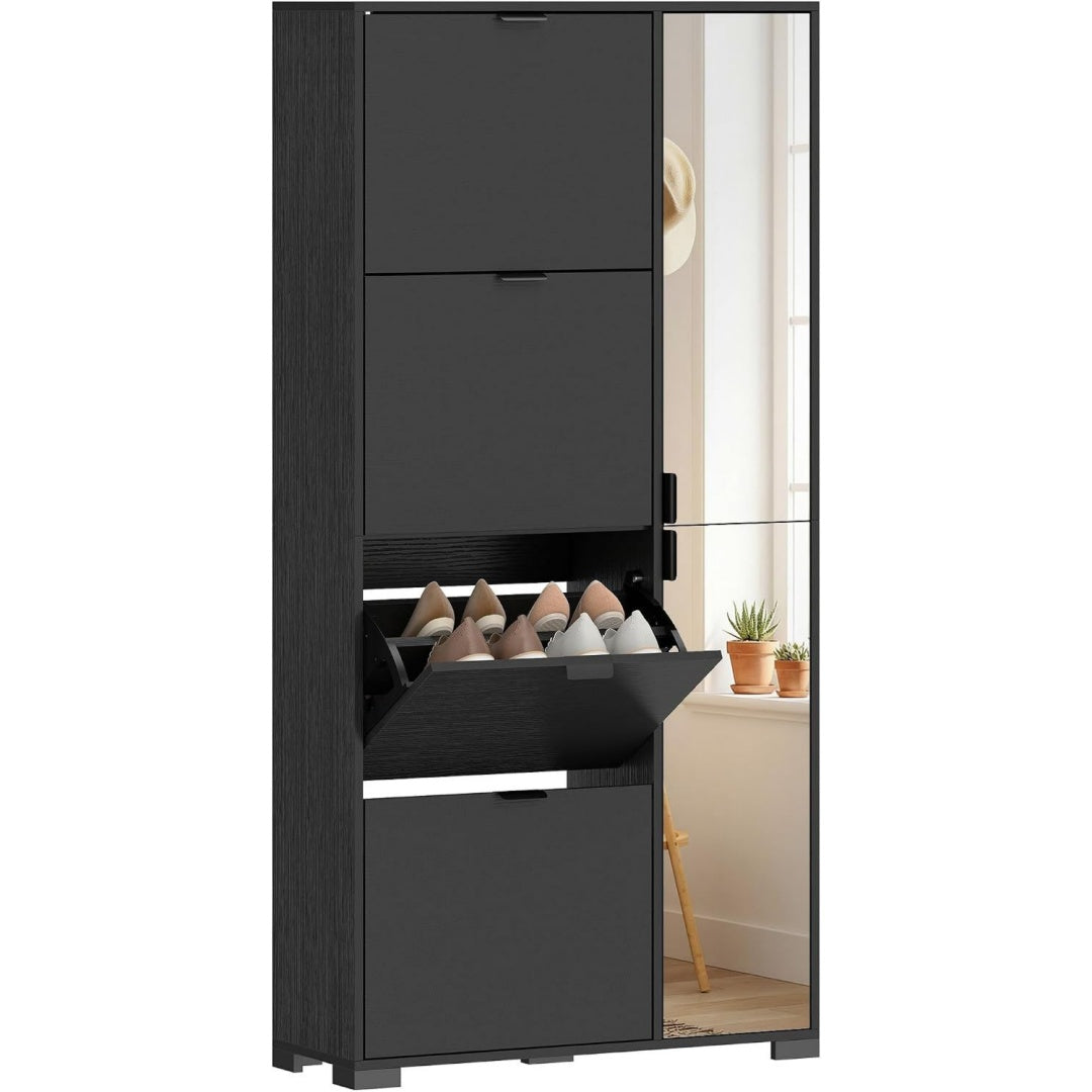 scarpiere nero per ingresso con cassetti