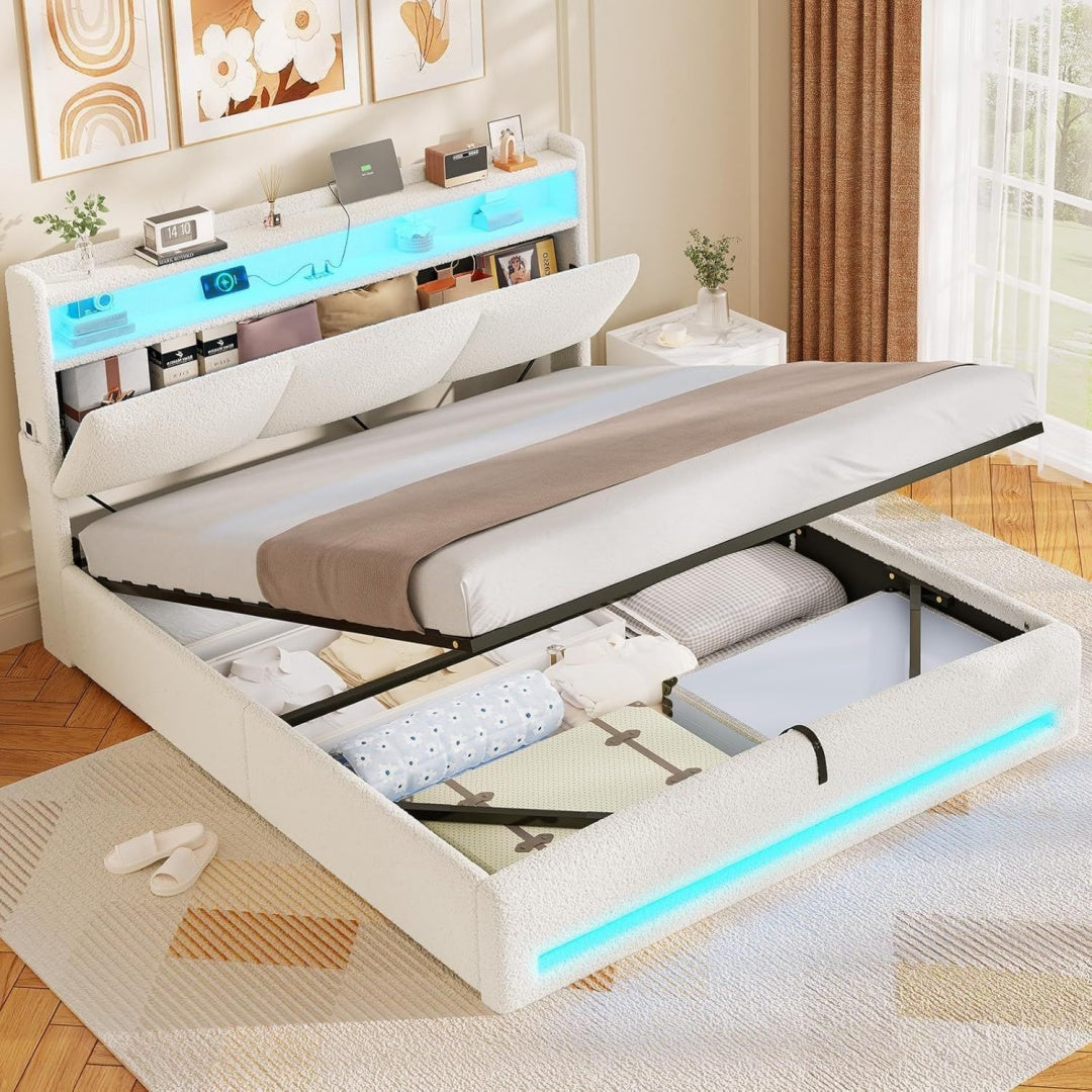 letti beige per letto imbottito