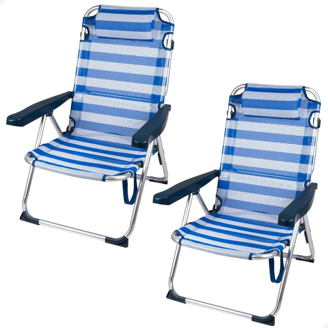 sedie da spiaggia a baldacchino blu alluminio imbottito resistente
