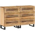 Armadio Casa Giardino, Credenze 2 pz 60x34x75 cm Legno Massello Mango Grezzo