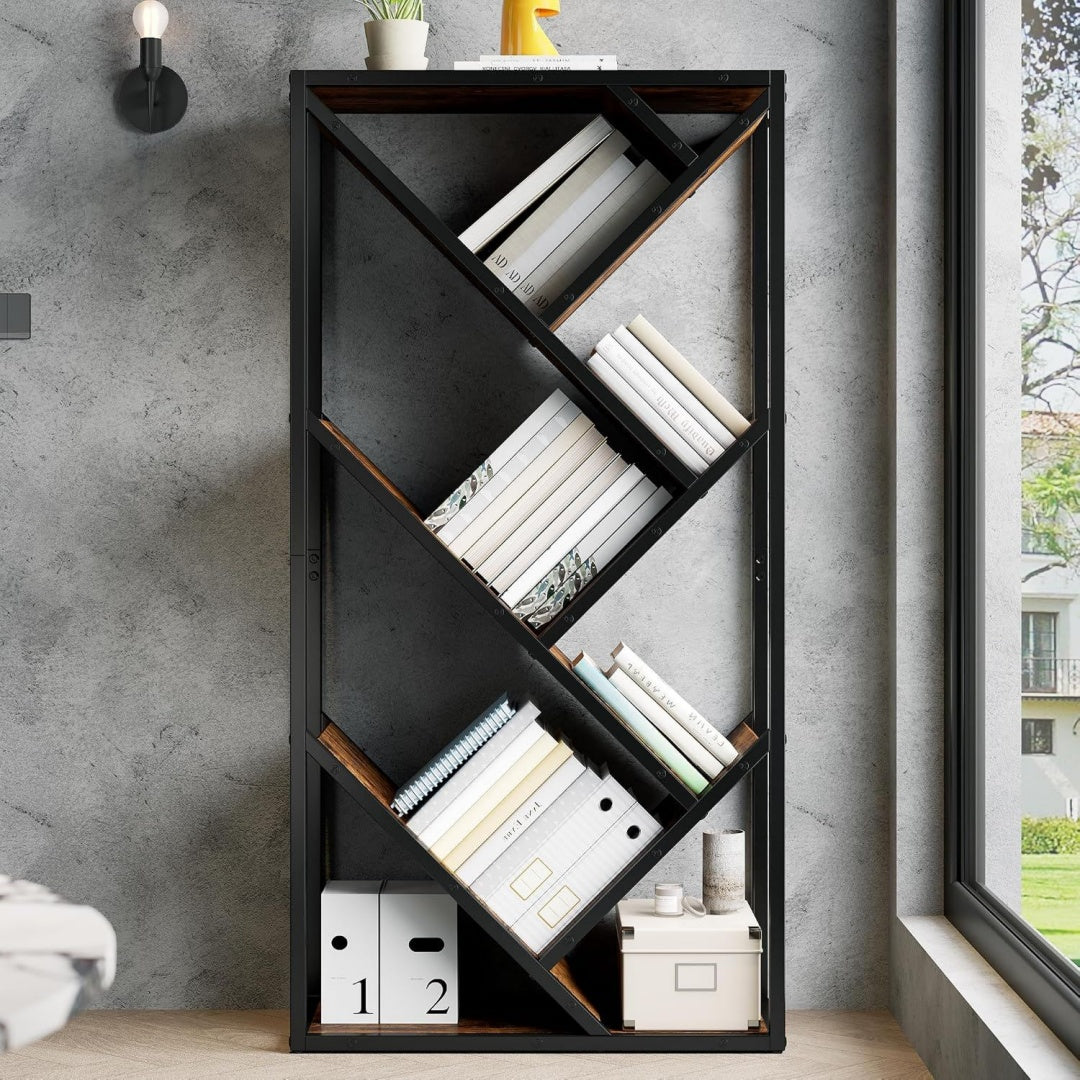 Libreria Scaffale ad albero, 80 x 35 x 160 cm, 8 ripiani, salvaspazio, per camera da