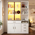 credenze bianco vetro temperato illuminato a led con cassetti